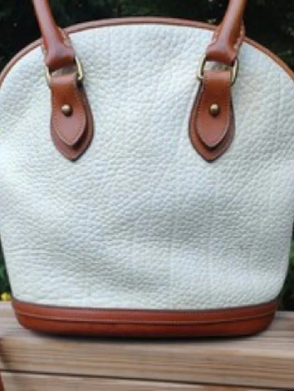 Auth Dooney Bourke Vintage AWL NORFOLK CASE Shoulder Bag Bone & Tan USA READ